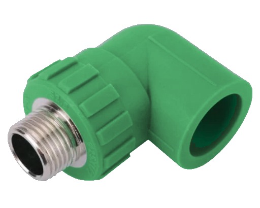 Codo inserto macho PPR con inserto metálico para termofusión fabricado por G&Q