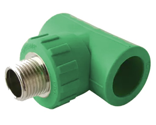 Te con inserto metálico macho PPR para termofusión fabricada por G&Q